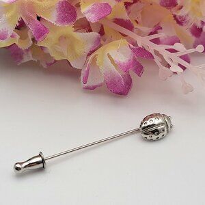 Vintage Signed Monet LADYBUG Lapel Pin Silver Tone 2 Inch